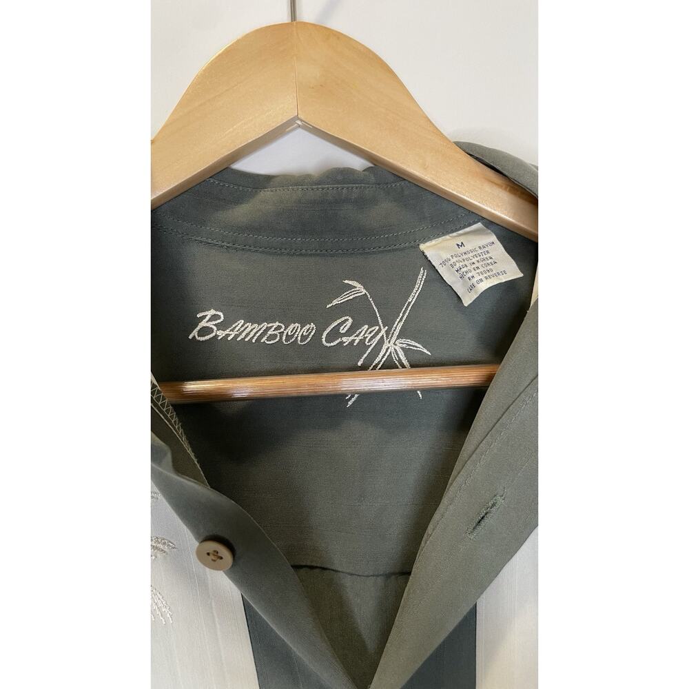 Bamboo Cay Hawaiian Bowling Embroidered Short Sleeve Button Up Shirt Green M - Picture 7 of 12